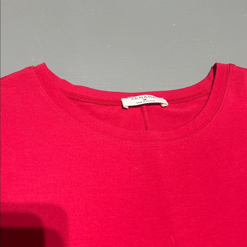 Zenana Red Short Sleeve Shirt (Women’s Medium) - Picture 5 of 9